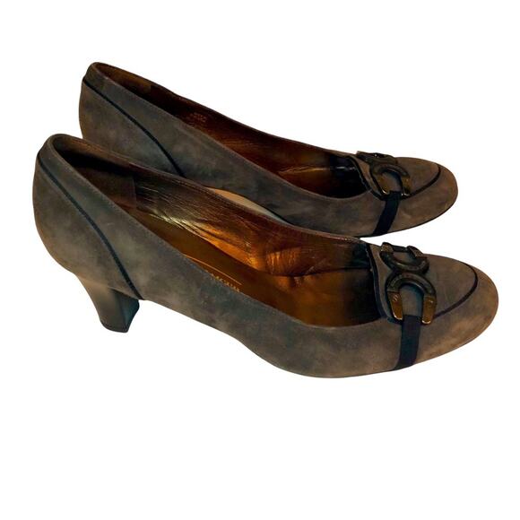 Peter Kaiser Grey Suede Low Heels Vintage Designer Retro shoe 7.5 pumps VTG - Picture 7 of 12